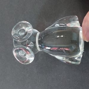 Handblown Clear Glass Owl 4 1/3 in.Hx2 3/4in.W. GUC